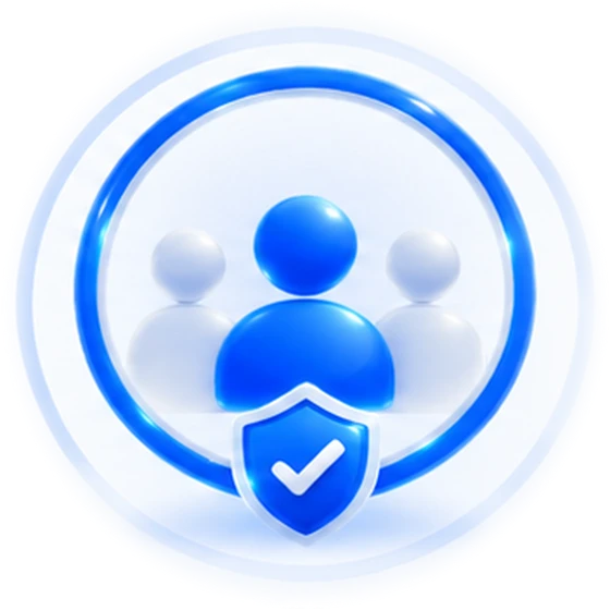 Team of people with a blue checkmark shield